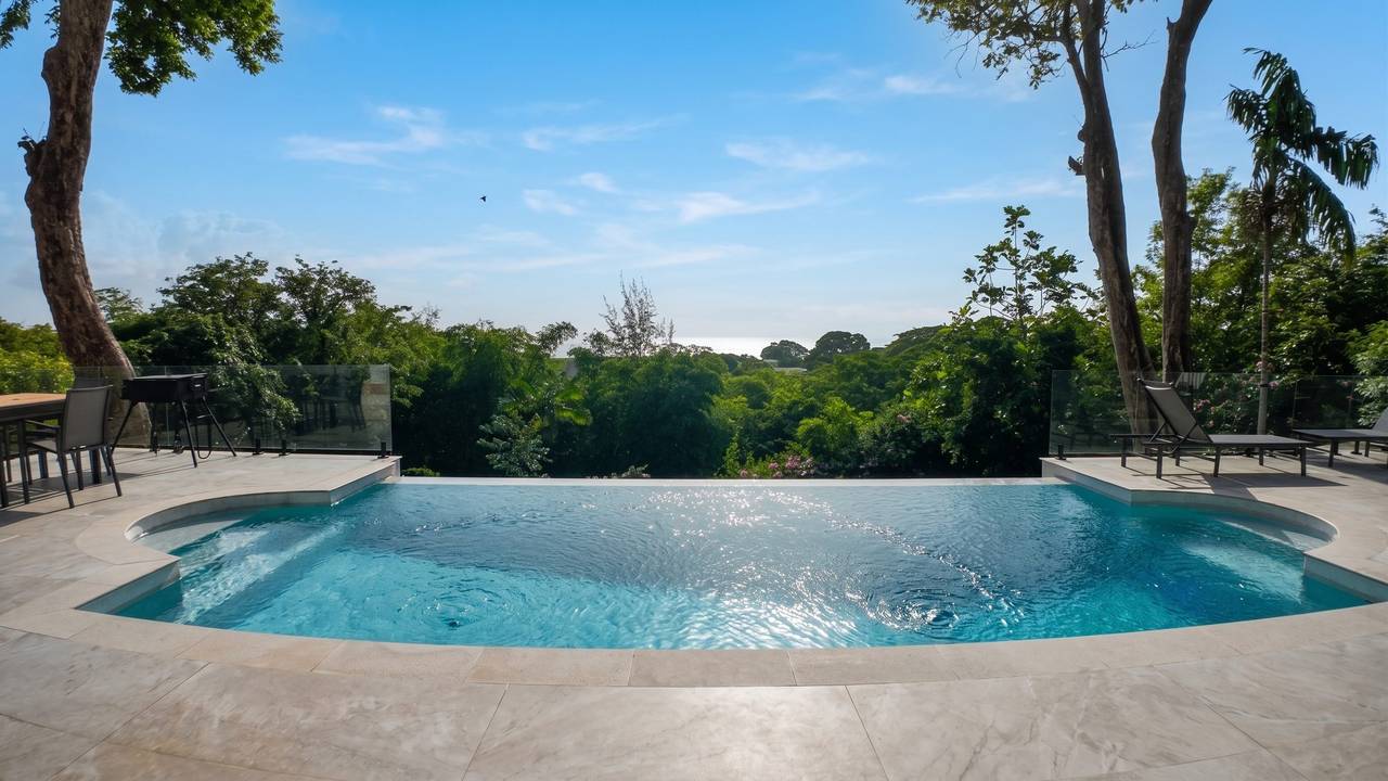 Infinity pool at The Casa Villa on the Sugar Hill ridge above Mt Irvine, Tobago